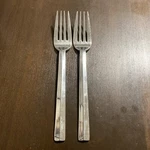 2 Salad Forks Pfaltzgraff Maxwell Glossy Stainless Flatware Ridge 18/8 Set Lot. Fixed Price $18.99.