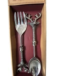 New The Global Market Handcrafted Spoon & Fork Deer Set India Vintage. Fixed Price $30.00.