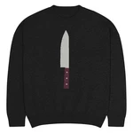 Chef Knife Sweater Burgundy Handle Knit Horror Kitchen Fashion. Fixed Price $80.00.
