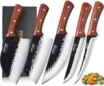 Topfeel Butcher Knife Set 5PCS, Hand Forged Kitchen Knives Serbian Chef K.... Fixed Price $122.00.