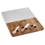 Cuisinart Classic Marble And Acacia Wood Cheese Board Set With Knives. Fixed Price $59.28.
