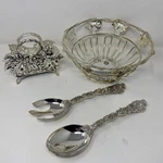 Vintage Godinger Silver Grape Serving Set 4PC Bowl Napkin Holder Salad Servers. Fixed Price $60.44.