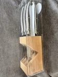 French Steak Knives Wood Block Laguiole Jean-dubost Sharp Serrated Knife 6PC Set. Fixed Price $36.99.