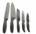 Sharper Image 10 Piece Kitchen Knife Set Black Non-stick Blades With Sheaths. Fixed Price $45.90.