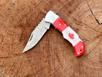 Handcraft Damascus Steel Pocket Knife Canada Flag Acrylic Handle Deal 10 Pcs. Fixed Price $143.50.