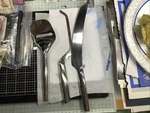 Williams Sonoma Stainless Steel Cheese Plane Slicer And Other Serving Knives. Fixed Price $40.00.