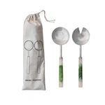 Creative Co-op 2-PIECE Stainless Steel Salad Servers, Green And White. Fixed Price $54.40.