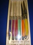 Set Of 6 Authentic French Jean Dubost Laguiole Steak Knives Multi Color, New. Fixed Price $69.99.