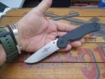 Ontario Knife Co. Model Pocket Plain Edge AUS-8 Blade Black G10. Fixed Price $33.00.