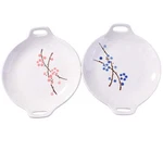 Whitenesser Japanese Ceramic Dinner Plates With Handles Medium, Red Blue. Fixed Price $32.99.