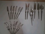 Amefa Stainless 20 Knives Spoons Servers Satin Black Textured Japan Flatware. Fixed Price $29.90.