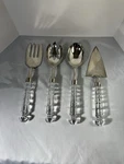 Godinger Silverplate By Shannon Set Of 4 Serving Pieces Lead Crystal Handles Vtg. Fixed Price $20.00.
