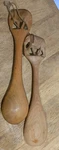 African Hand Carved Kenyan Olive Wood Elephant 12" Salad Servers 2PC Set. Fixed Price $55.00.