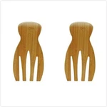 2 Pcs Bamboo Salad Hands Set Wooden Tossing Mixing Servers Forks S-4564. Fixed Price $10.50.