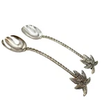 Godinger Palm Tree Salad Servers Silver Plate Fork & Spoon 12.5" Set Vintage. Fixed Price $24.99.