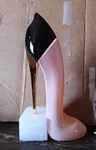 High Heel Shoe Shaped Glass Decorative Perfume Bottle Pink Black Gold. Fixed Price $20.00.