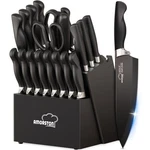 Knife Set, Amorston 21 Pieces Kitchen With Block And Sharpener, Ult.... Fixed Price $136.03.
