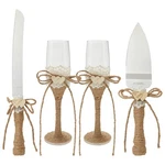 Juvale Wedding Decor Rustic Cake Knife & Server Set With Champagne Flutes - Brow. Fixed Price $54.38.