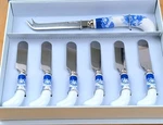 Spode Home Blue Meadow Cheese Knife & 6 Spreaders, New Original Gift Box. Fixed Price $39.95.