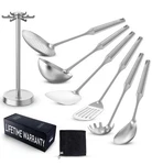 6-PIECE Stainless Steel Kitchen Utensil Set With Rotating Holder Stand Meta.... Fixed Price $36.09.