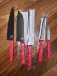 Smart Homes Red Handle Kitchen Knives 5 Pc Set Stainless Steel. Fixed Price $16.99.