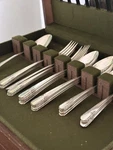 Wm Rogers & Son 35 Pc Flatware Set Chest Box Talisman Silverplate 1938 Service. Fixed Price $84.99.