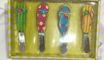 Set Of 4 Mainstreet Colorful Flip Flop Canape Knives / Spreaders Nip. Fixed Price $14.00.