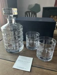 New Ralph Lauren Hudson Plaid Crystal Decanter Set With Glasses & Gift Box. Fixed Price $185.00.