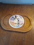 Avon Gift Collection Country Cheese Board With Ceramic Tile Brown Oval Ducks. Fixed Price $18.00.