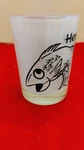 Vintage Anchor Hocking Shot Glass Google Fish Mud Your Eye, Frosted 4 Oz. Fixed Price $10.00.