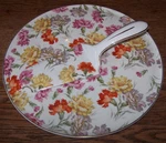 Vintage Erphila Pottery Floral Chintz Cake Plate & Serving Knife/wedding Recep. Fixed Price $51.99.