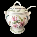 Portmeirion Pottery Botanic Garden Soup Tureen With Lid Ladle Clematis Lily. Fixed Price $200.00.