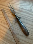 Antique Germany Silver Plated Meat Carving Serving Fork W/ Built-in Stand 10.5"L. Fixed Price $29.99.