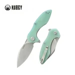 Kubey Noble Folding Knife Jade G10 Handle 14C28N Plain Edge Beadblast KU236M. Fixed Price $80.00.