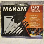 Maxam 8PC Cutlery Set Kitchen Knives Sharpening Steel Cutting Board Storage Case. Fixed Price $40.00.