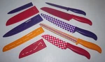 Farberware Set Of Kitchen Knives Pink Orange Purple Colorful Lot 5 Sheaths. Fixed Price $12.99.
