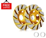 2 Pcs 4 Inc Diamond Segment Grinding Turbo Wheel Disc Grinder Concrete Stone Cut. Fixed Price $15.99.
