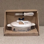 Rae Dunn Disney Mickey Mouse Choose Happy Ceramic Brie Baker And Knife Set. Fixed Price $30.00.