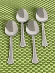 International Capri Stainless 4 Oval Soup Spoons Frosted Glossy Flatware. Fixed Price $14.95.