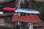 Almazan Custom Forged Carbon Steel Hunting Knife, With Wood Handle. Fixed Price $129.99.