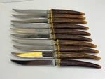 Vintage Stainless Steel Faux Stag Horn Steak Knife Knives Set Of 10 Ten. Fixed Price $30.00.