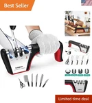 Elegant Knife Sharpener With Cut-resistant Glove Perfect For Home & Pro Chefs. Fixed Price $31.99.