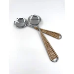 Handmade Stainless Steel & Rattan Handle Salad Server Set, Handcrafted India. Fixed Price $75.00.