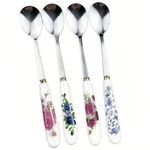4-IN-1 Stainless Steel & Ceramic Coffee Spoon Set Elegant Floral Handle Tea.... Fixed Price $10.63.