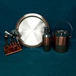 Godinger 9PC Hammered Copper Finish Stainless Steel Bar Tools + Tray Set. Fixed Price $23.99.