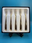 Mikimoto Gold-plated Cocktail Fork Set W/ Pearls In Box 5 Pieces. Fixed Price $59.49.