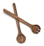 Lipper International Acacia Round Salad Servers, 13" Long, One Pair. Fixed Price $17.50.