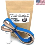Assorted Belt Kit Leather Strop Honing Buffing Compound For Knife Sharpening. Fixed Price $63.09.