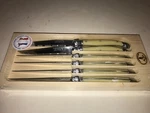 Set Of 6 Authentic French Jean Dubost Laguiole Steak Knives Cream Color, New. Fixed Price $69.99.