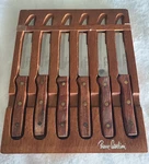 Pierre Santini 6 Pc Gourmet Steak Knife Set Wood Hoster Storage Block. Fixed Price $50.00.